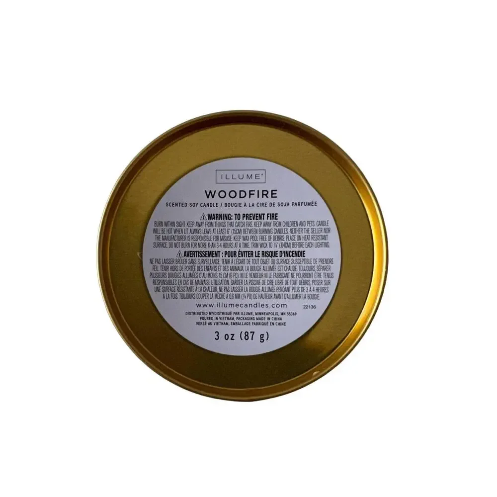 Illume Wood Fire 3 ounce Scented Soy Candle New